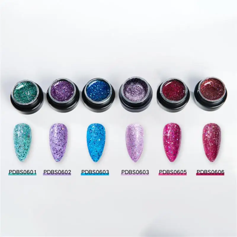 Сверкающая УФ-терапия Легко наносится Серебро Ослепительный Долговечный Блеск Необычный дизайн ногтей Стильный Неподдерживаемый Профессионально Блестящий