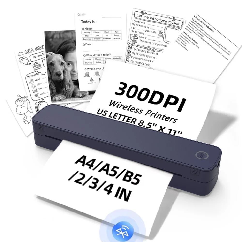 A4 Thermal Printer Portable Bluetooth Printer 203PDI/300PDI Picture For PDF Photos Document Print For Office Home School A403