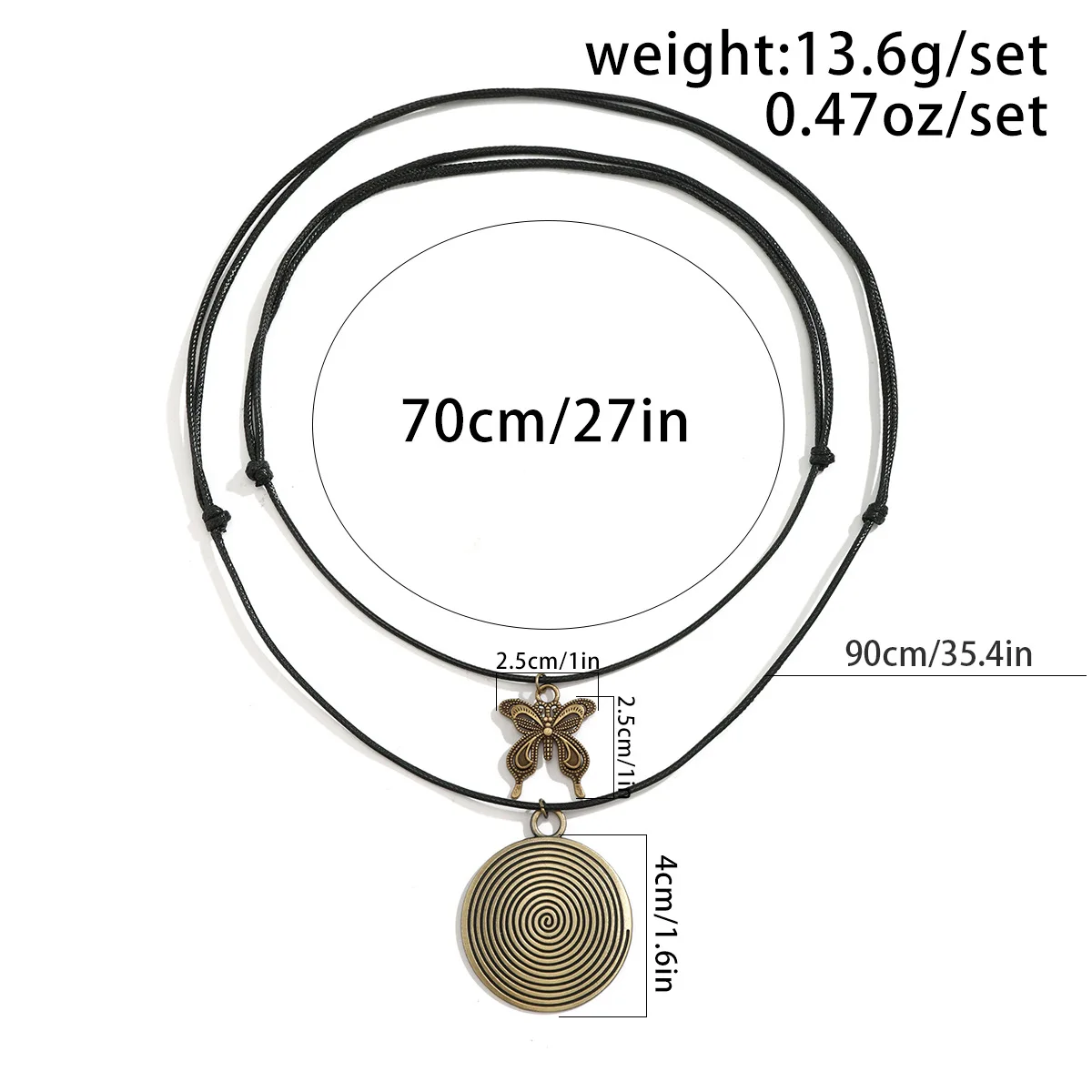 Retro Long Beaded Nelace Women's Versatile Wooden Slice Pendant Woolen Sweater Chain Couple's Jewelry Faionable Alloy Clasps