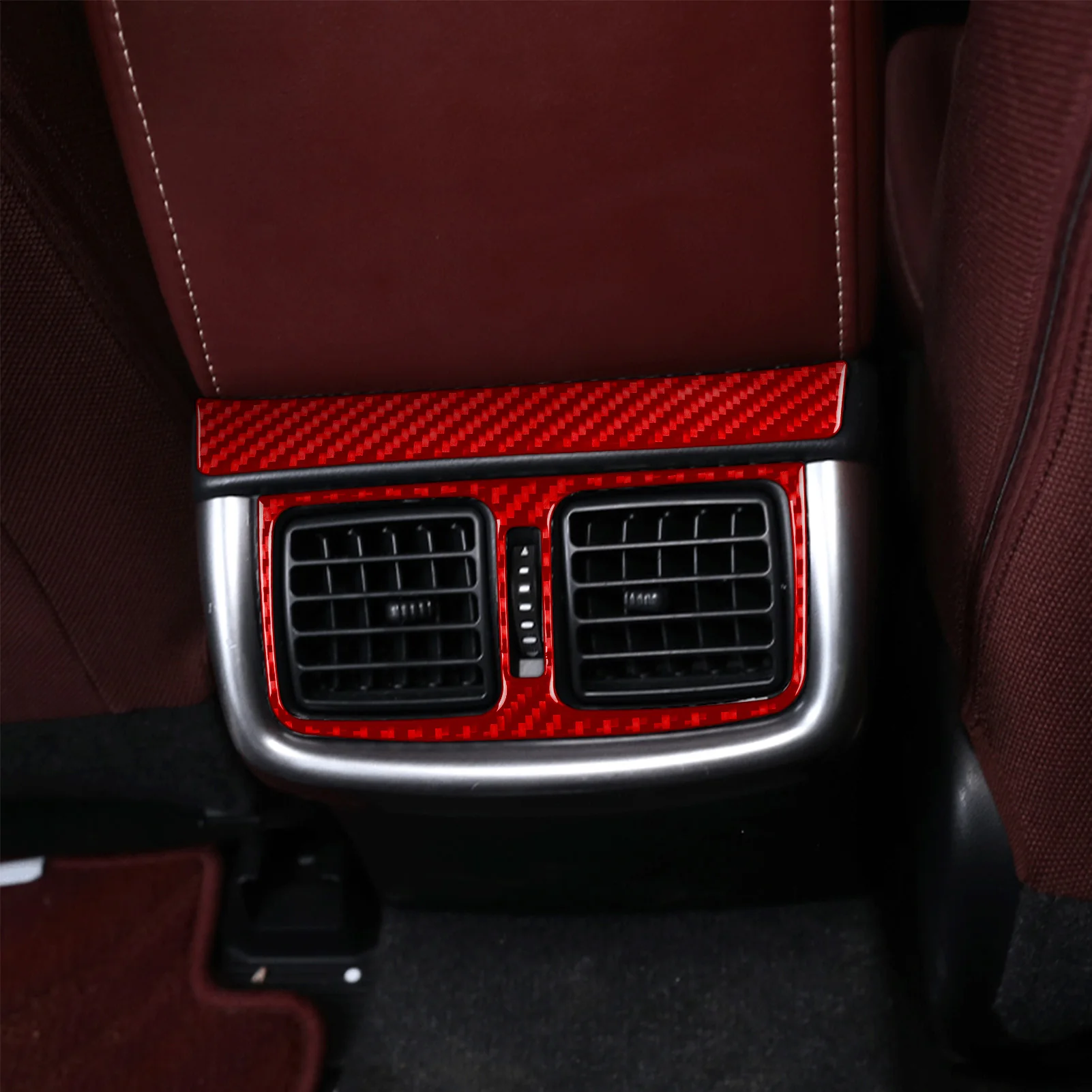 Real Carbon Fiber Rear Console Air Vent Panel Car Interior Accessories Trim Sticker Modification For Toyota Hilux 2015—2021