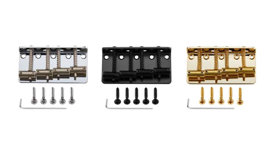 Dopro Vintage-style Bass Guitar Bridge Assembly with Threaded Saddles for 4 String Fender Jazz J Bass JB/Precision P Bass  PB