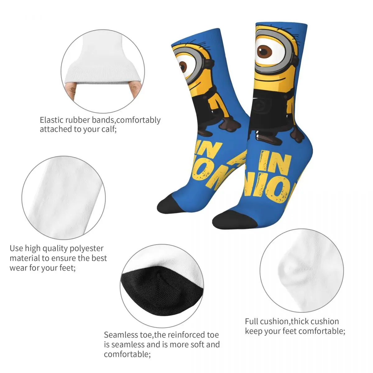 Crazy compression Despicable Me Minions One In A Minion Yellow Text Portrait Sock for Men Harajuku Despicable Me Minions Quality