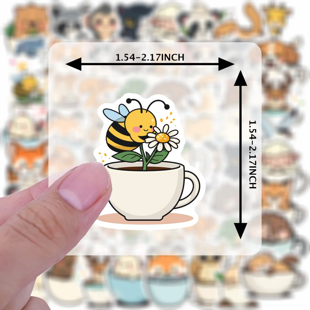 35-100 قطعة كأس الحيوان ملصق ألبوم سكرابوكينغ لاصقة تزيين Kawaii القرطاسية المعلم مكافأة ملصقات ديكو الأمتعة المحمول