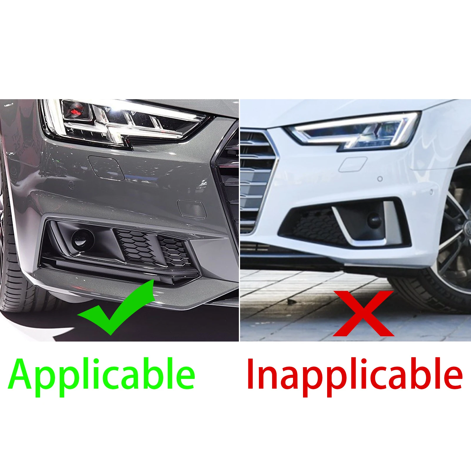 For Audi A4 S4 2017-2019 Real Carbon Fiber Car Front Fog Light Eyebrow Wind Knife Grille Fangs Trim Strips Car Decorations