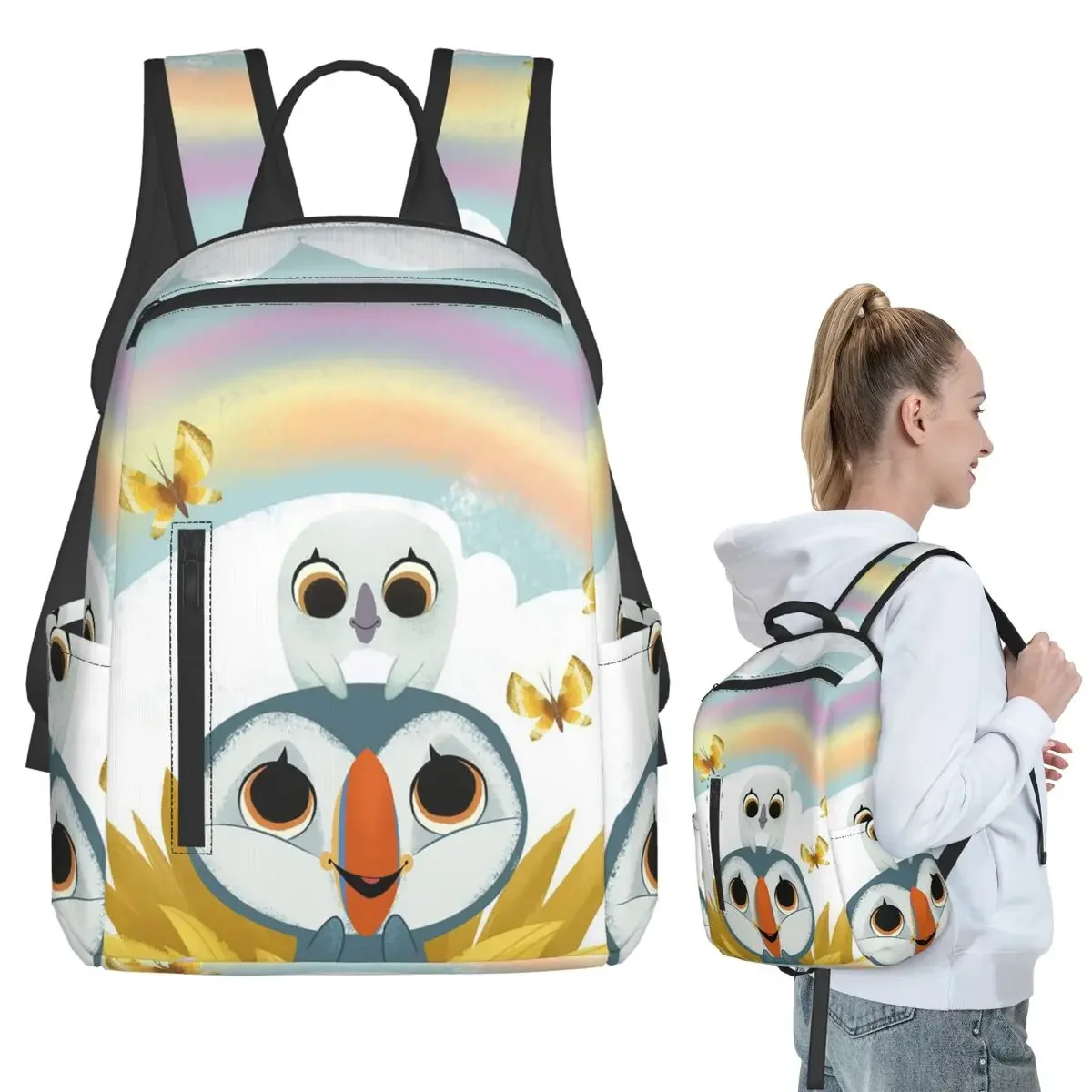 Puffin Rock And New Friends Backpack Student BookBag Children School Bag Laptop Shoulder Bags Men Women