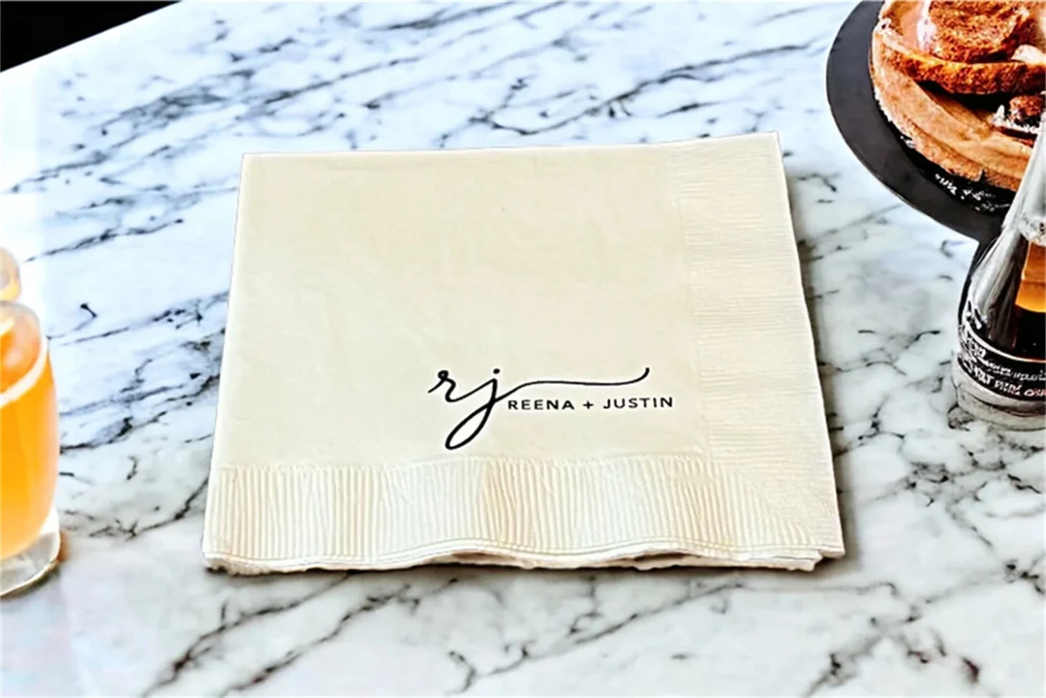 50pcs Chic Elegance: Custom Printed Wedding Cocktail Napkins - Elevate Your Soirées with Sophisticated and Minimalistic Designs