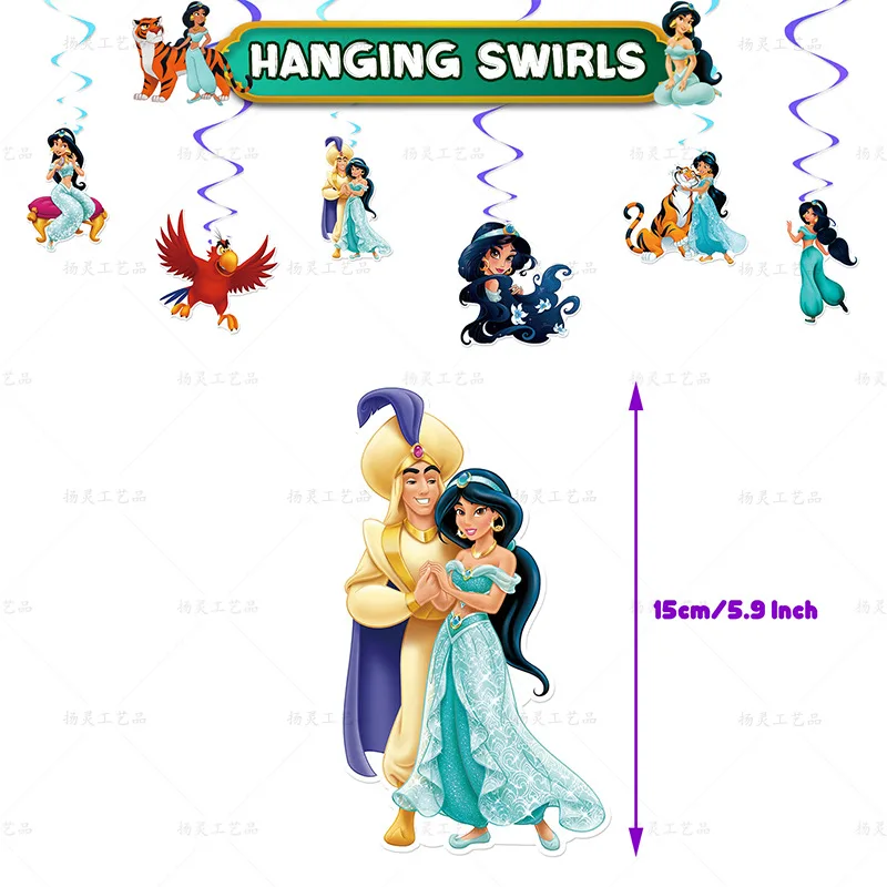 Disney Jasmine Six Princess Tableware Set Party Supplies Decoration DIY Scene Layout Anime Figures Festivel Banner Cake Topper