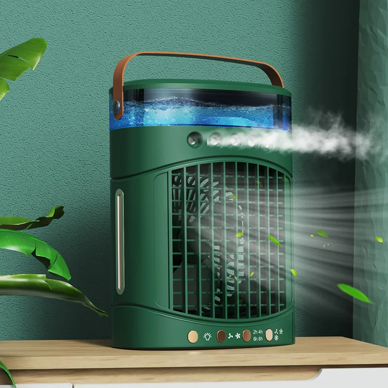Multi-function Air Conditioning Cooling Fan Mini Desktop Spray Refrigeration Night Light USB Charging Humidification