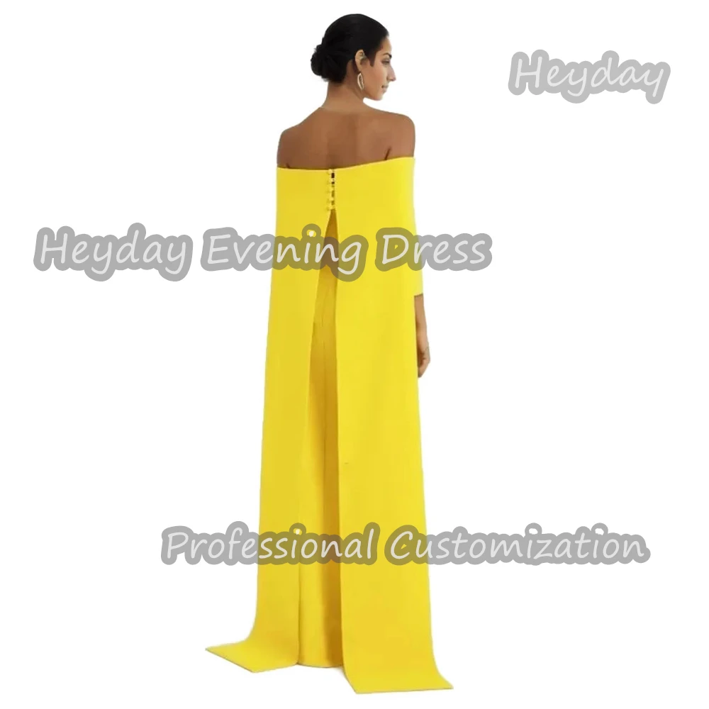 Heyday Off-the-shoulder Saudi Arabia 3/4 Sleeves Mermaid Prom Gown Crepe Floor Length Elegant Evening Party Dress For Women 2024