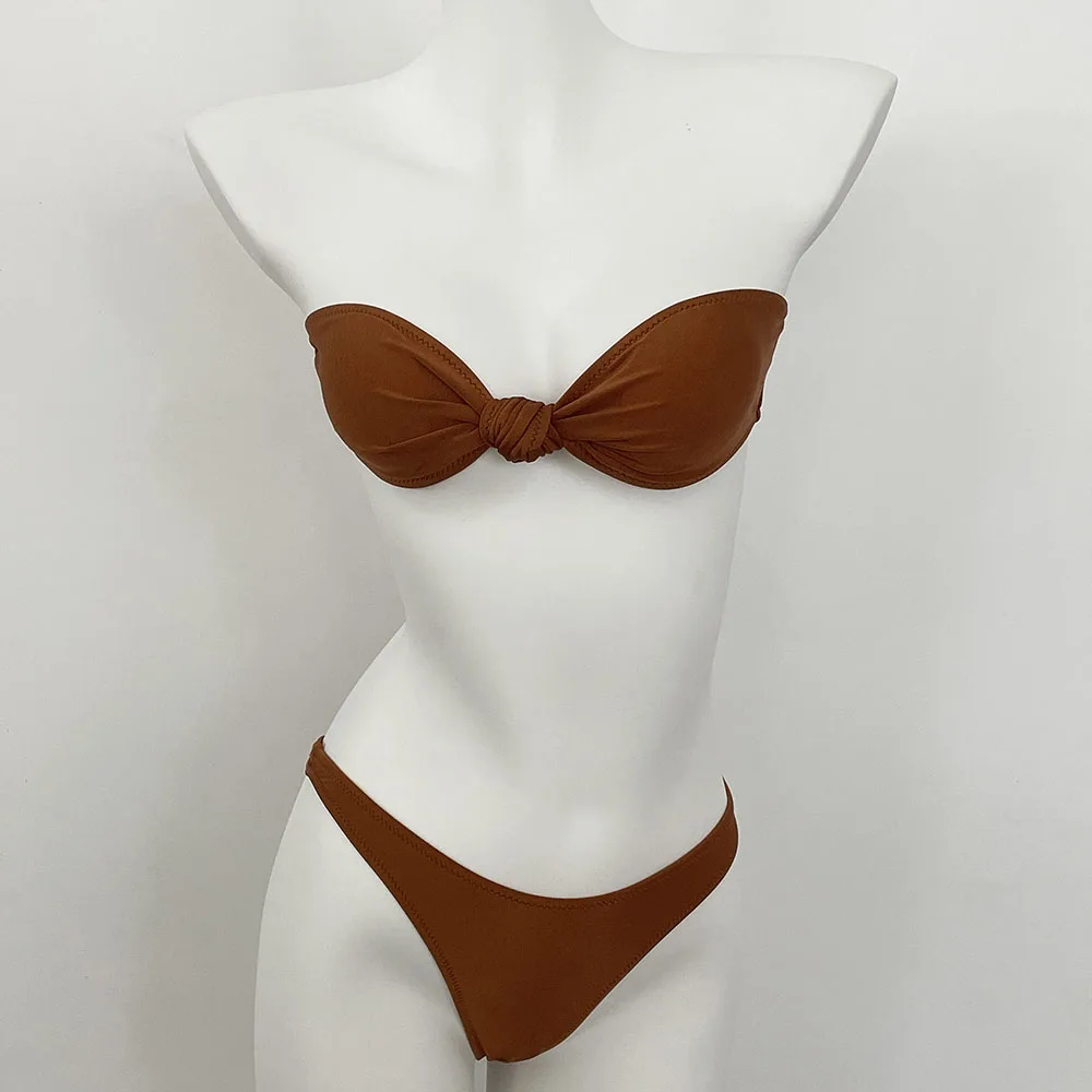 

Новый сексуальный комплект бикини из двух частей: топ-халтер и плавки-треугольники в бразильском стиле. Летний купальник для женщин.