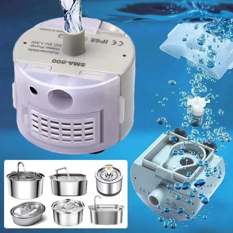 Bomba de agua para fuente de agua para gatos de acero inoxidable modelo SMA-800, reemplazo del Motor para dispensador de agua para mascotas, accesorios para fuente de agua
