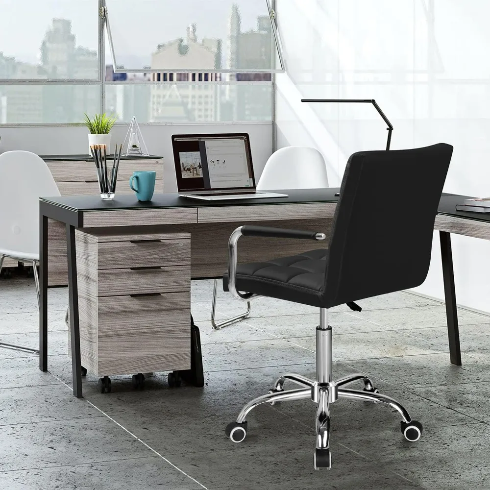 Mid-Back Office Task Stuhl gerippt pu Leder Executive Stuhl moderne verstellbare Home Desk Stuhl Retro bequem