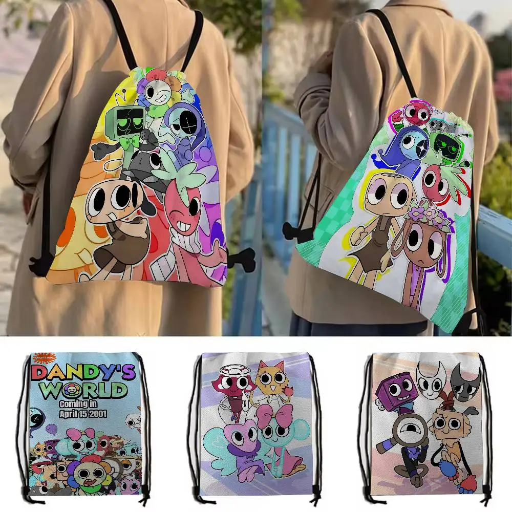 Popular Game D-Dandys World Pretty Drawstring Backpack For Shoes Rucksack Shoulder Bags Gym Bag