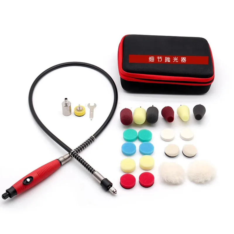 Handheld Mini Polisher Set - AC 220V Electric Detail Polisher with Flexible Shaft Handle for Small Areas