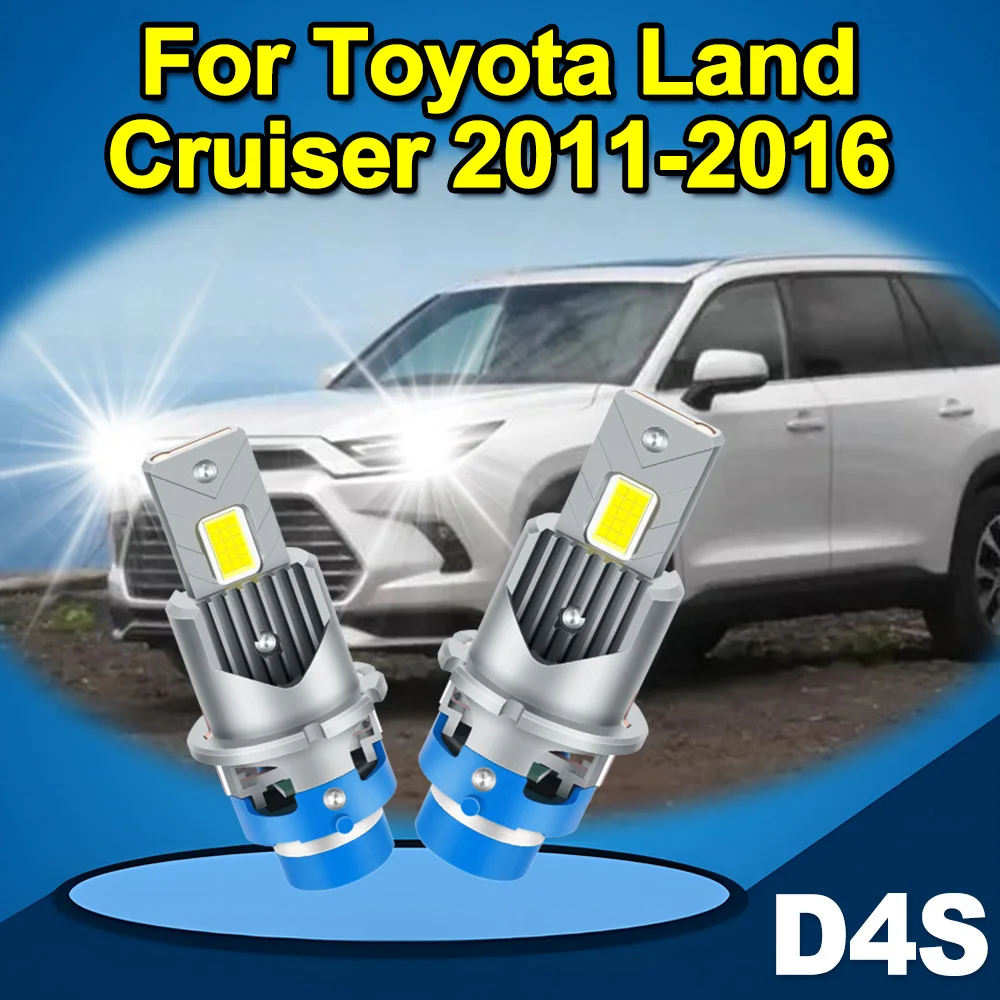For Toyota Land Cruiser 2011-2016 D4S LED Car Headlight Bulb 6000K Super Brightness 20000LM HID Replacement Xenon with Turbo Fan