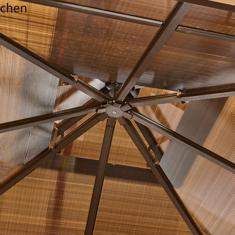 LXC Padiglione da esterno Cortile Casa in legno Terrazza sul tetto Giardino Parasole in lega di alluminio Padiglione da esterno