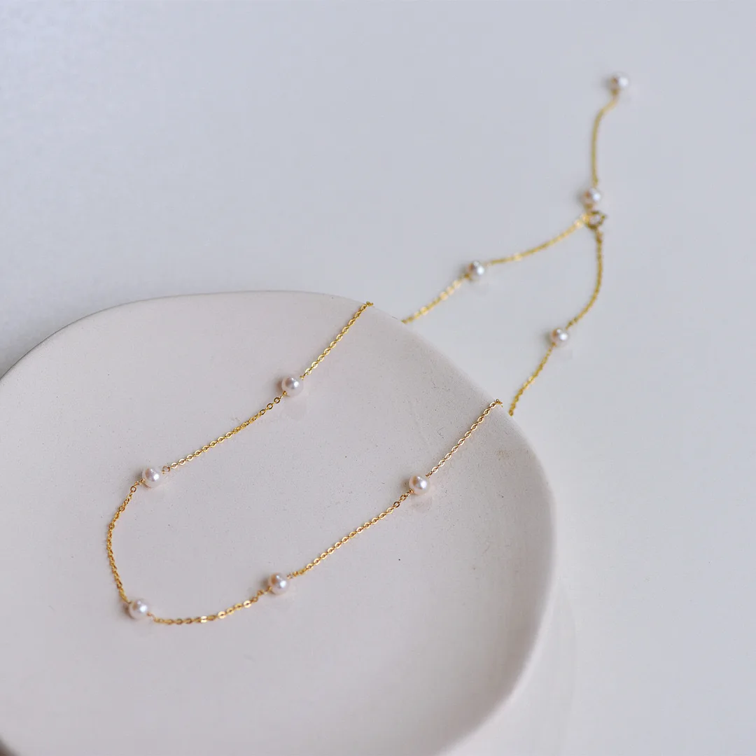 Hot Sale Four Leaves yellow pearl Necklace 925 Sterling Silver Jewelry 18k gold chain for Ladies Party Favo image 4