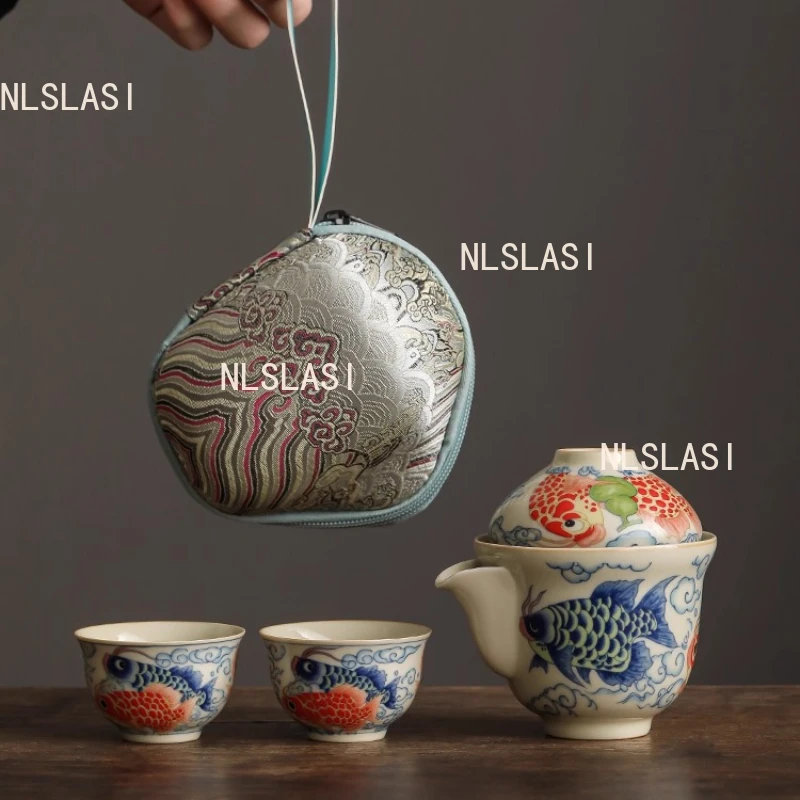 1 Pot 2 Cups Ceramic Heat-resistant Lid Bowl Large Tea Bowl with Filter High End Teaset for Household Use Hand Held Teapot