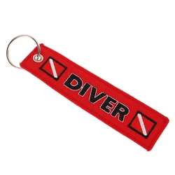 Car Keychain Embroidery DIVER Key Ring Motorcycle Red Key Chain Chaveiro Carro Key Holder For Luggage Tag Aviation Gifts