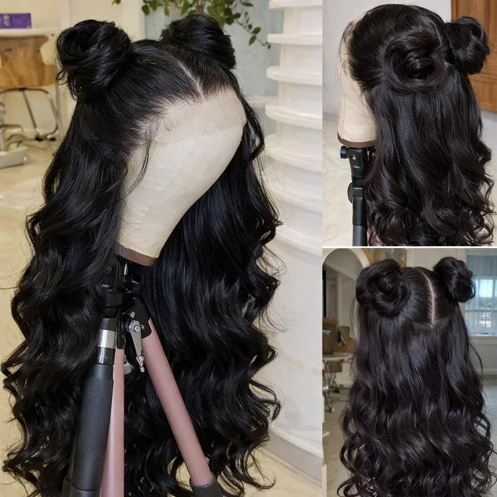 

Парик 13x4 Body Wave с кружевной передней частью, 360-градусный кружевной фронтальный парик, 100% натуральные бразильские человеческие волосы, с завязками, 5x5, без клея, предварительно выщипанный