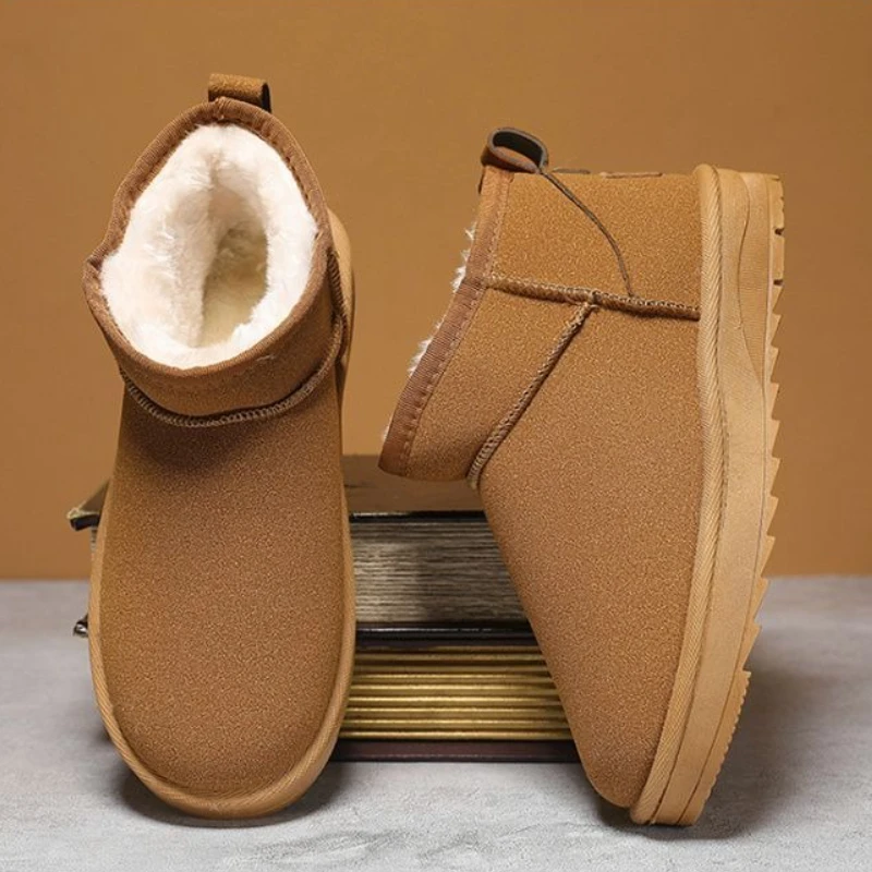 

​ Мужские зимние зимние ботинки, массивная нескользящая хлопковая обувь, теплые массивные ботинки больших размеров для пар, модная утолщенная обувь ​