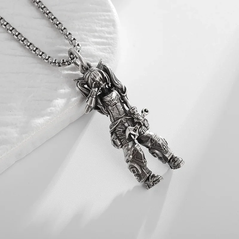 Vintage Punk Biker Girls Pendant Fashion Necklace for Men Women Motorcycle Riding Statement Jewelry Gifts view 4