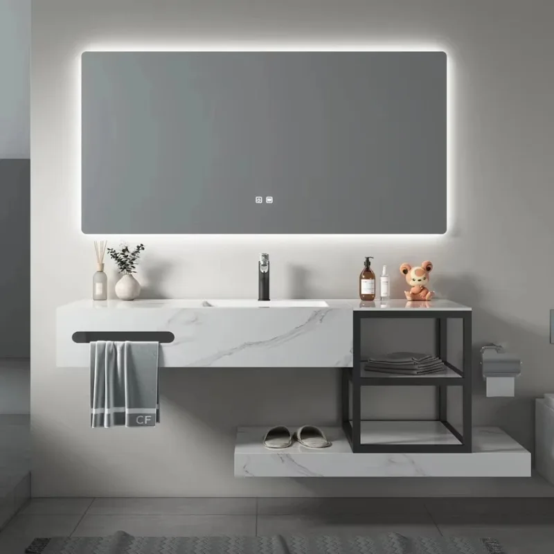 

Современный туалетный столик для дома или отеля со светодиодной подсветкой, керамический умывальник и туалетный столик для ванной комнаты или макияжа