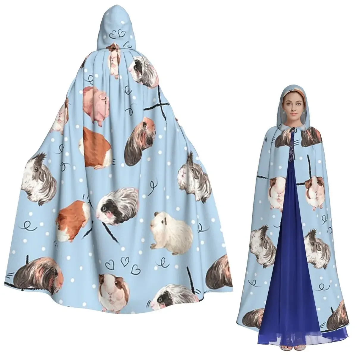 

Морская свинка, ежедневный список дел, синий длинный плащ с капюшоном, ведьма, средневековый костюм, накидка для косплея, Хэллоуин, вечеринка для взрослых, унисекс