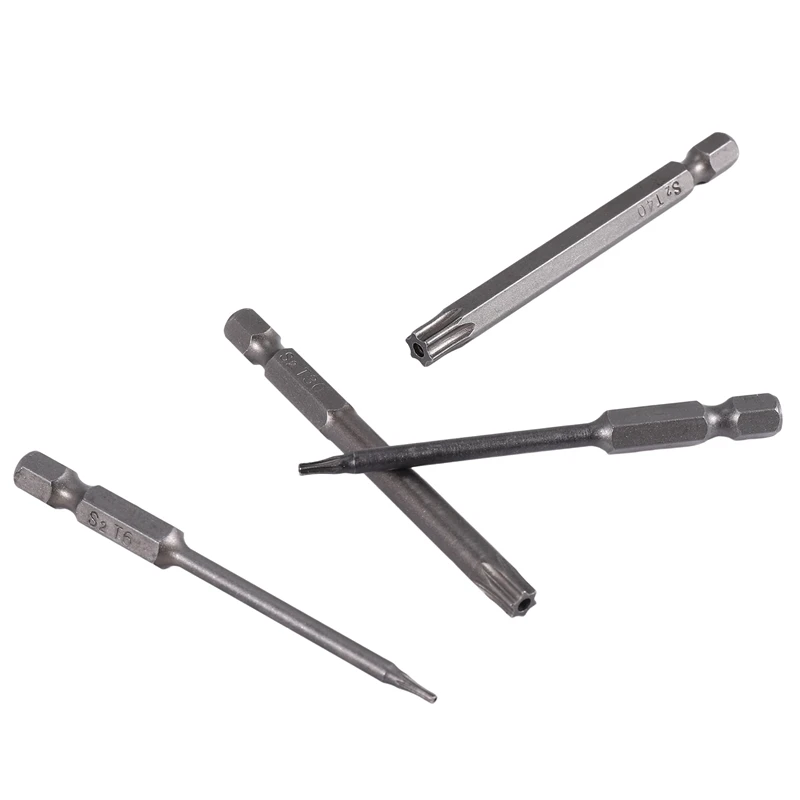 11 peças 75mm pontas de chave de fenda magnéticas de aço s2 cabeça torx hexagonal t6/t7/t8/t9/t10/t15/t20/t25/t27/t30/t40