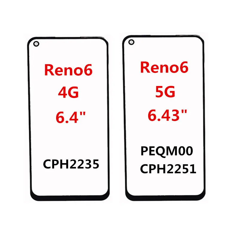 Reno5 Front Screen For OPPO Reno Z K5 K3 2 2Z 3 4 SE 5 Lite 6 4G 5G Touch Panel LCD Display Out Glass Replace Repair Parts+OCA