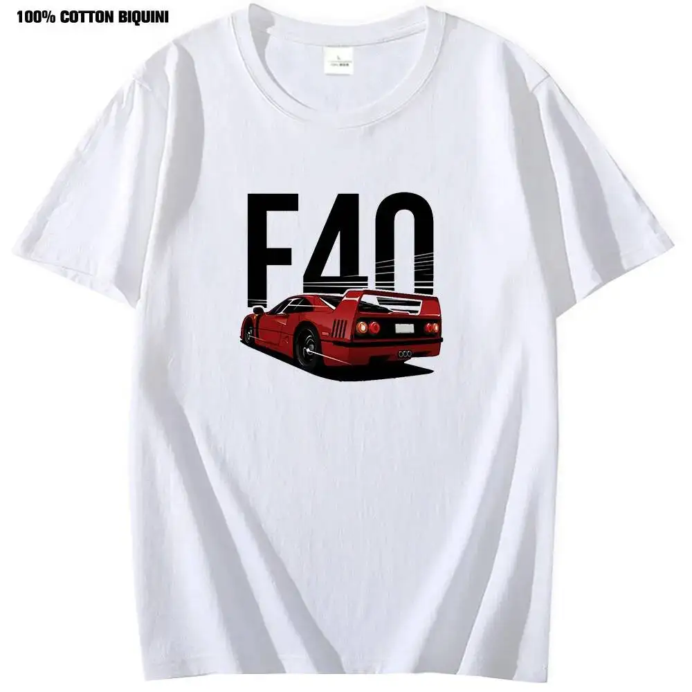 

Jdm Culture Shirt Men Cars Automotive F40 Car Graphic 100% Cotton T Shirts Harajuku Anime Goth Clothe Short Sleeve