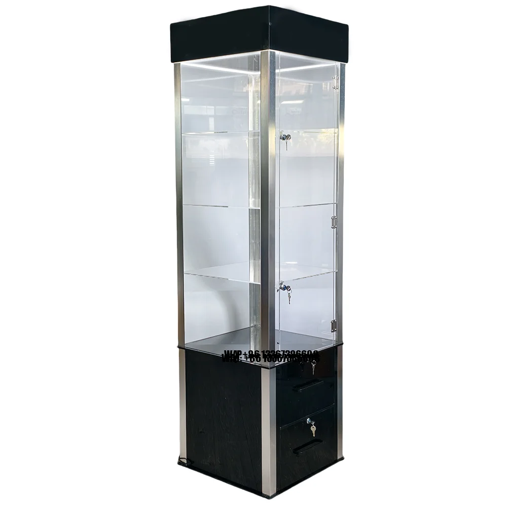 Retail Shop Furniture Aluminum Frame Showcases Acrylic Display Tobacco Store Cigarette Cabinet Display Case Smoke Shop Display