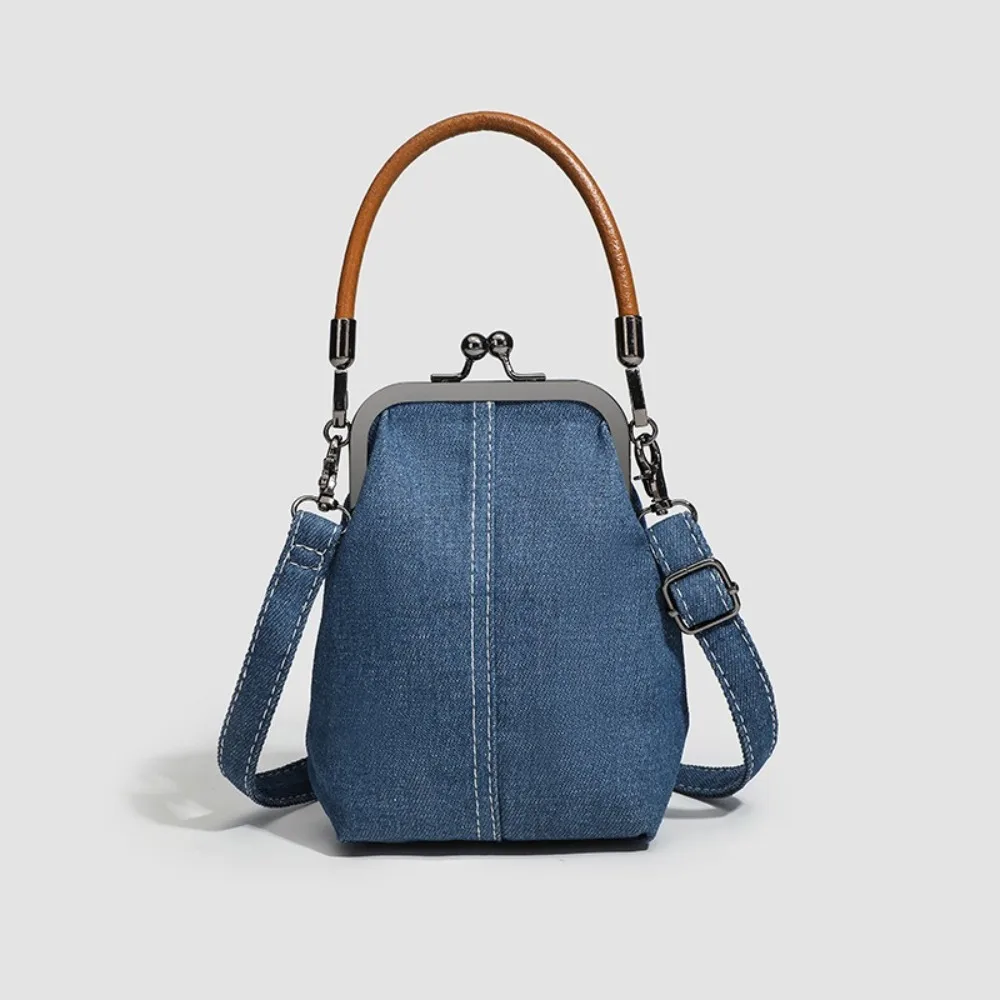 

Portable Vintage Style Women Handbag Versatile Navy Blue Designer Shoulder Bag Lady‘s Denim Purses Fashionable Crossbody Bags
