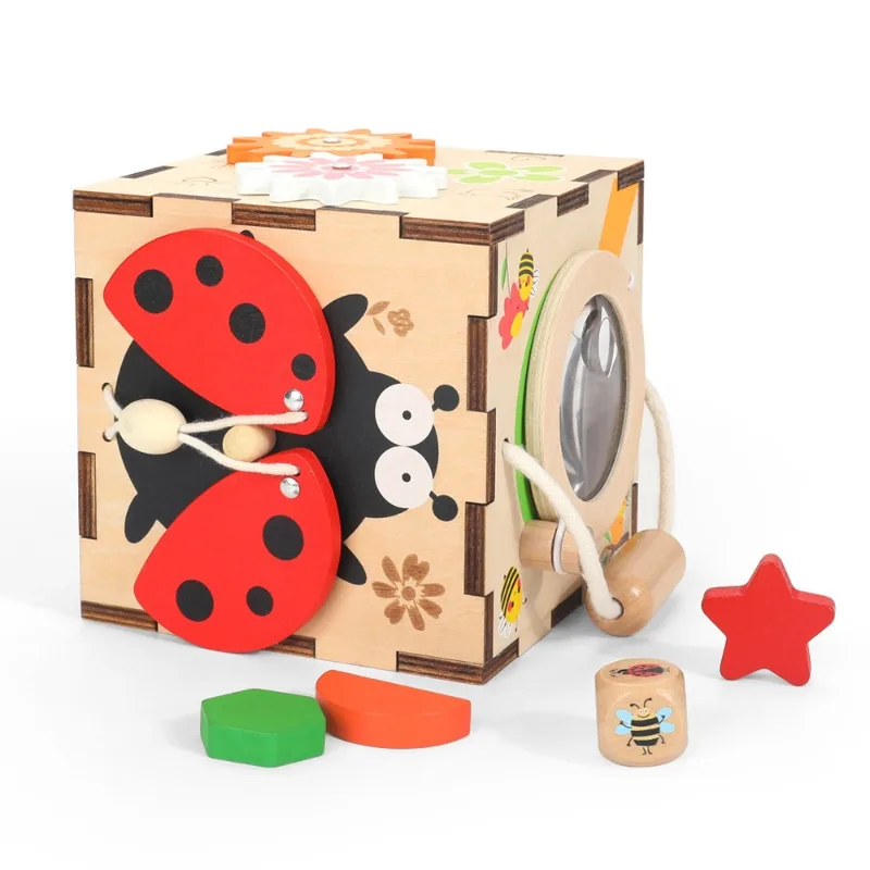 

Wooden Children's Six-in-one Multi-functional Shape Pairing Insect Intelligence Box Early Education Concentration Training Toy