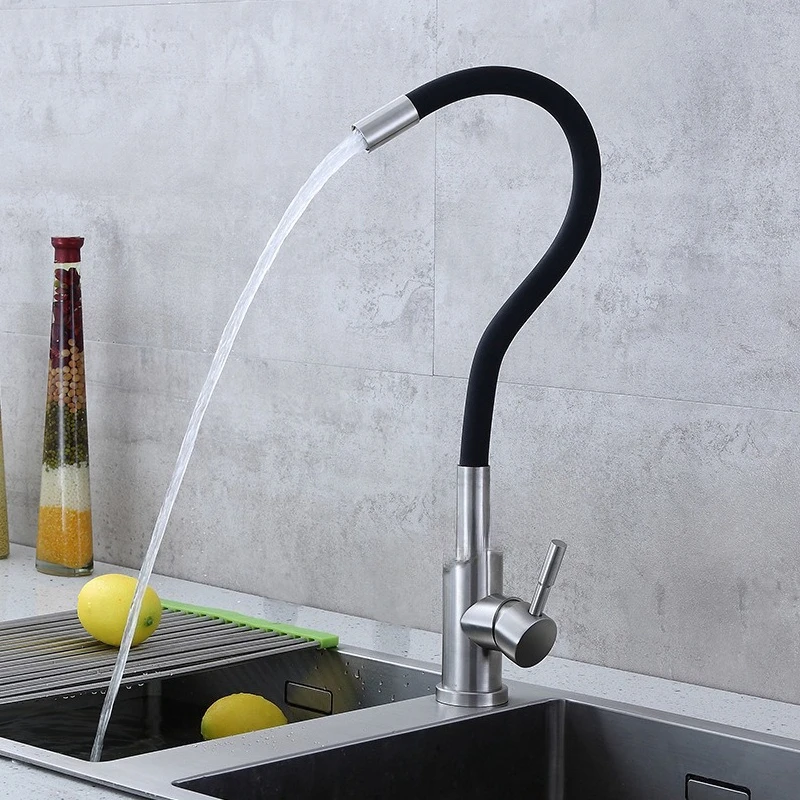 304 Stainless Steel Color Universal Kitchen Faucet SK-8078 Movable Pipe Faucet