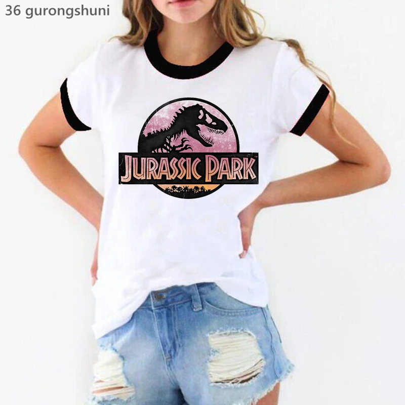 Hot sale JURASSIC PARK 3D Print T Shirt women Funny Harajuku female t-shirt Hipster cool tshirt female White Short Sleeve Tops