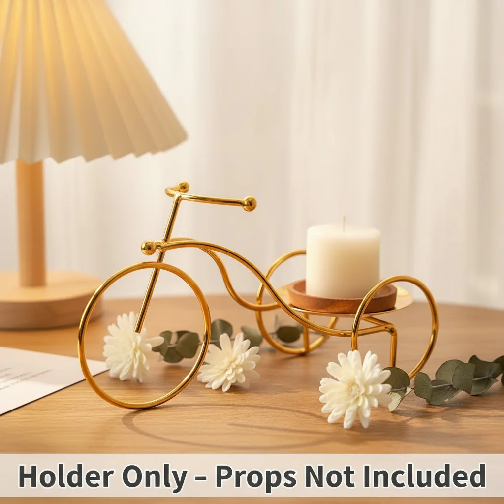 Metal Bicycle Candle Holder / Diffuser Stand, Decorative Tricycle Rack, 2 Colors (Black/Gold), Creative Home Decor Gift,