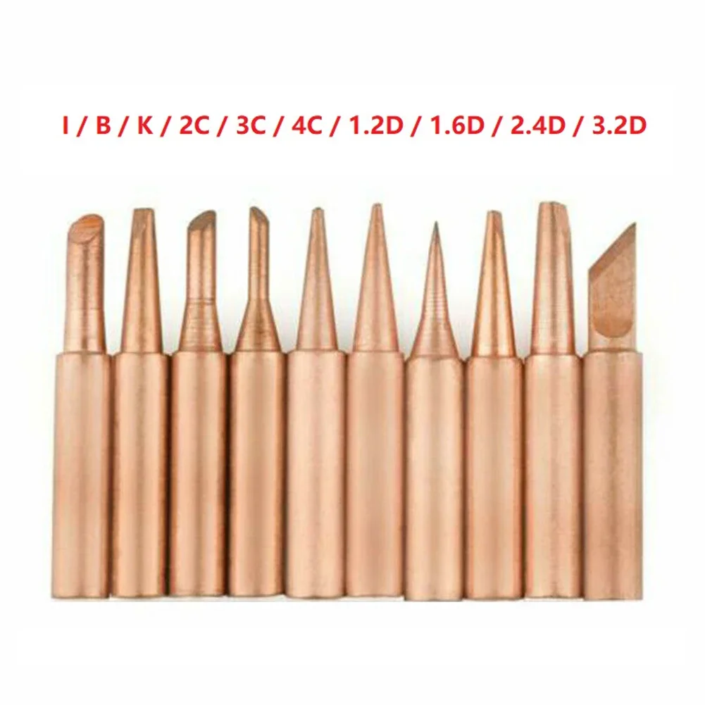 10pc/Set 900M-T Soldering Tip Pure Copper Electric Iron Head Series Solder Tool 900M, 933, 936, 937, 376, 907, 913, 951, 878D