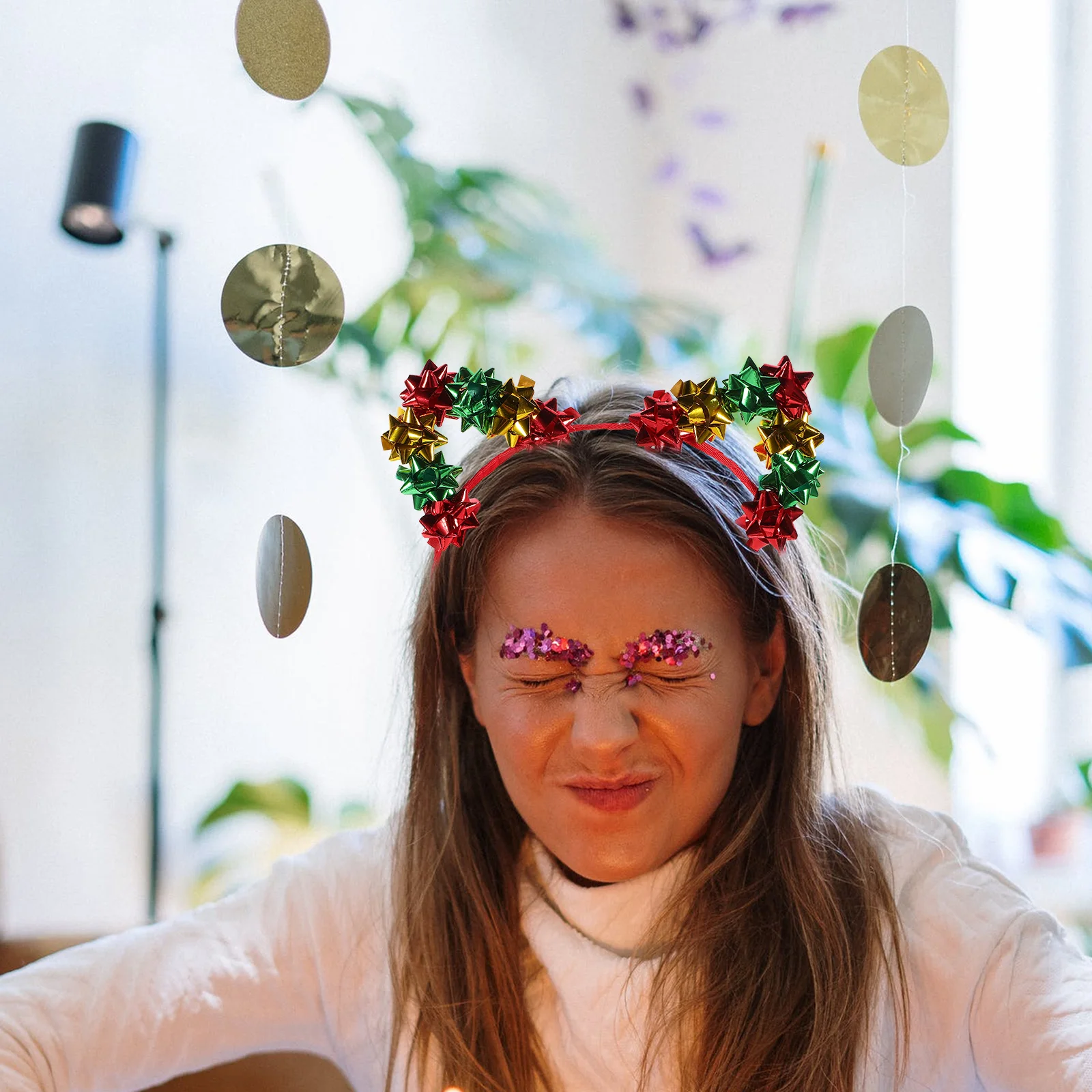 

Christmas Cat Ear Headband Red Holiday Hair Accessories Women Girls Party Ears Adjustable Metal Cosplay Ornaments Durable Design
