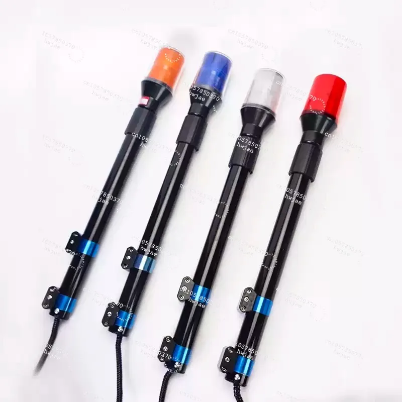 Patrol electric motorcycle rear pole light warning light 12V24V long pole light LED red and blue flashing light.
