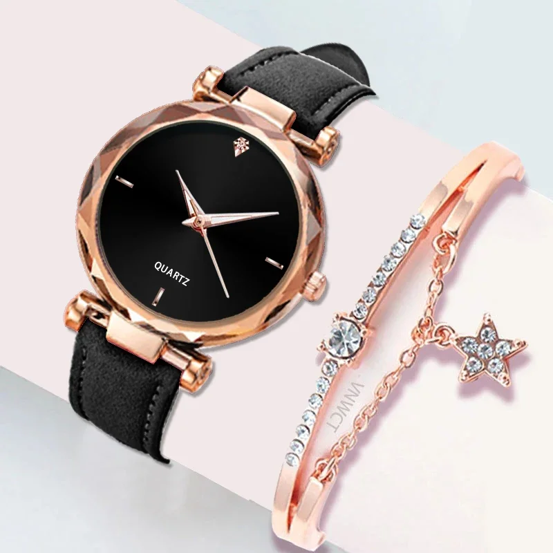 Fashion Stars Women Watch Bracelet Charming Little Point Frosted Belt Watch Dotted with Diamond Scale Luxury Women's Casual