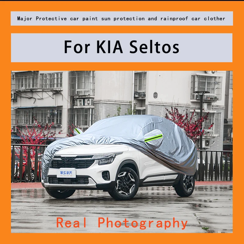 

﻿﻿For KIA Seltos Car Covers Outdoor Waterproof Dustproof Sun Rain Snow Protection Thick Oxford Cloth Full Outer Cover