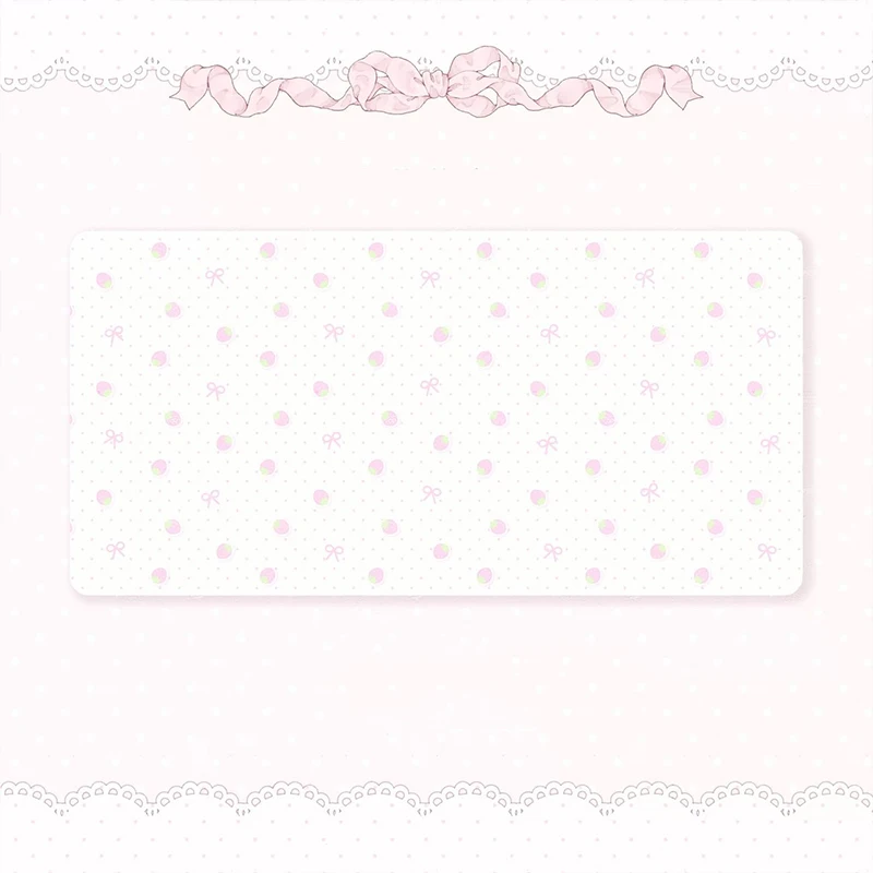 PU Leather Mouse Pad Sweet Pink Girl Strawberry Bow Polka Dot Mouse Pad Office Desk Mat Waterproof Non-Slip PU Desk Blotter Pad