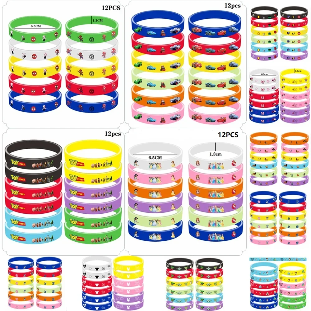 

Disney Spiderman Silicone Wristband Flexible Cartoon Figure minnie mickey Cuff Bracelet Sports Bangle for Kids Birthday Gift