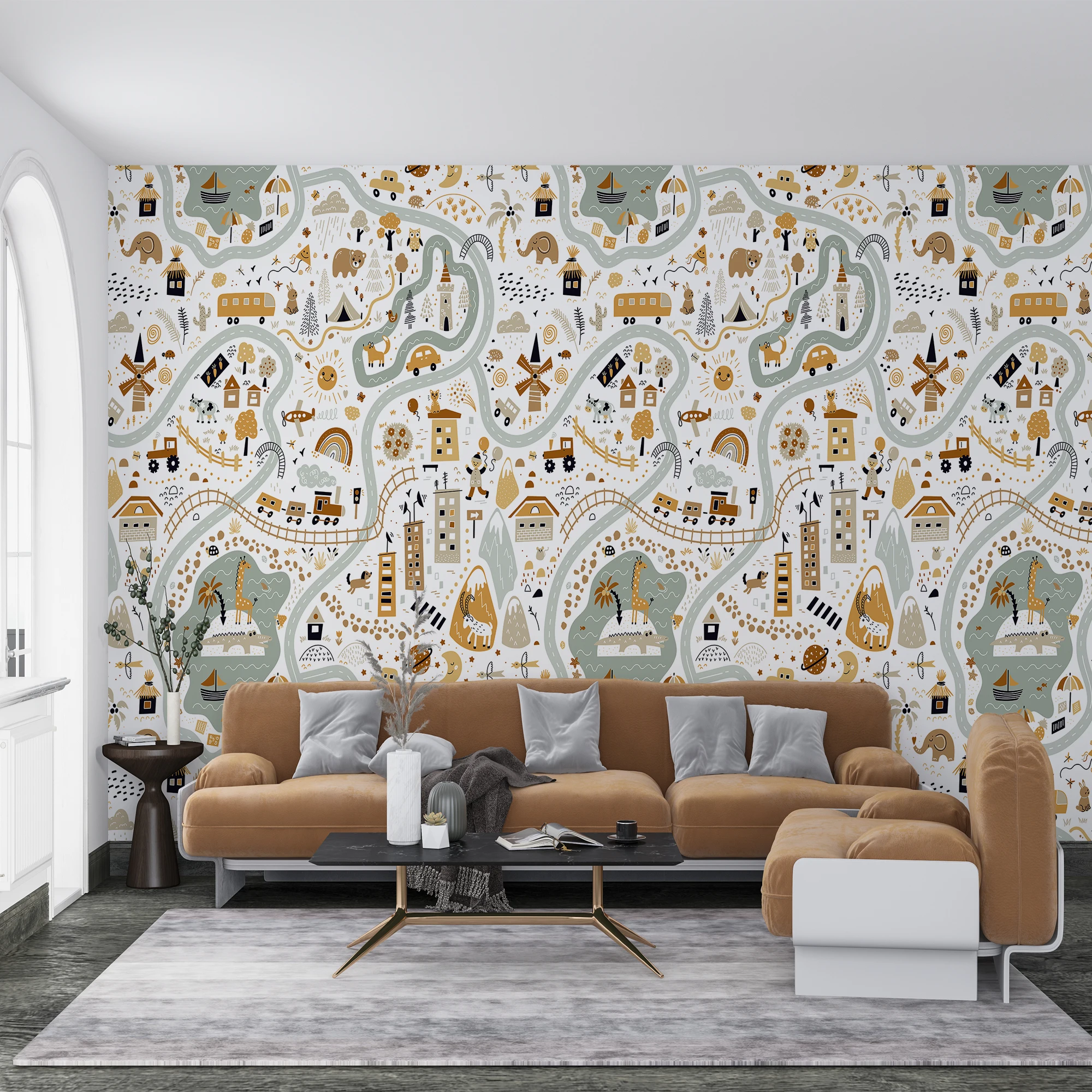 Milofi 3D Cartoon Wallpaper House Car Road Kids Bedroom Wall Decor