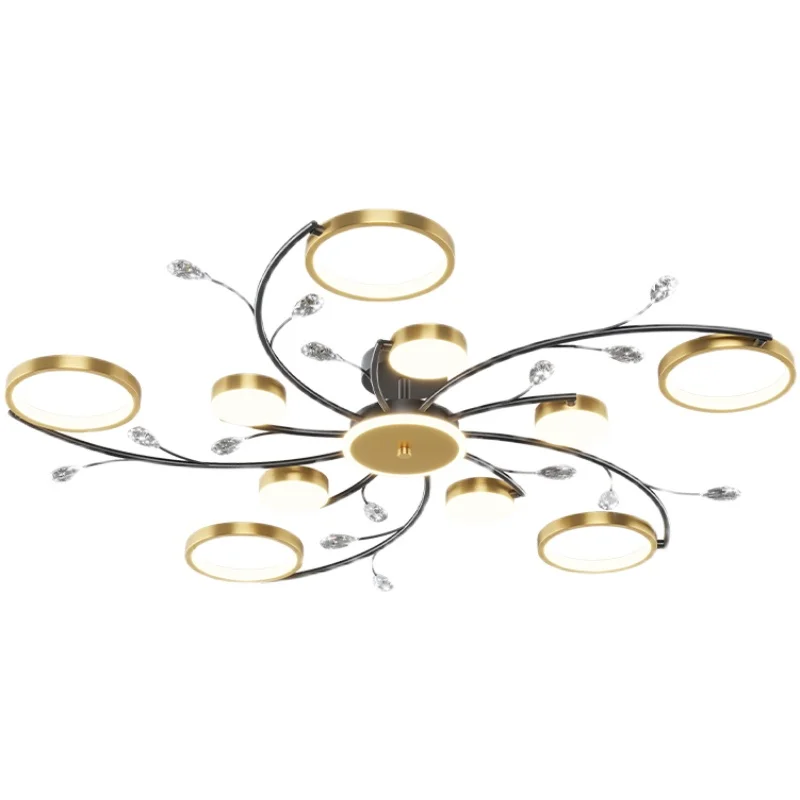 Luxuriöser Kronleuchter Deckenleuchten Moderne Glanzbeleuchtung Intelligente Dimmbare LED-Deckenlampe Schwarz Gold Energiesparende Showroom-Leuchten