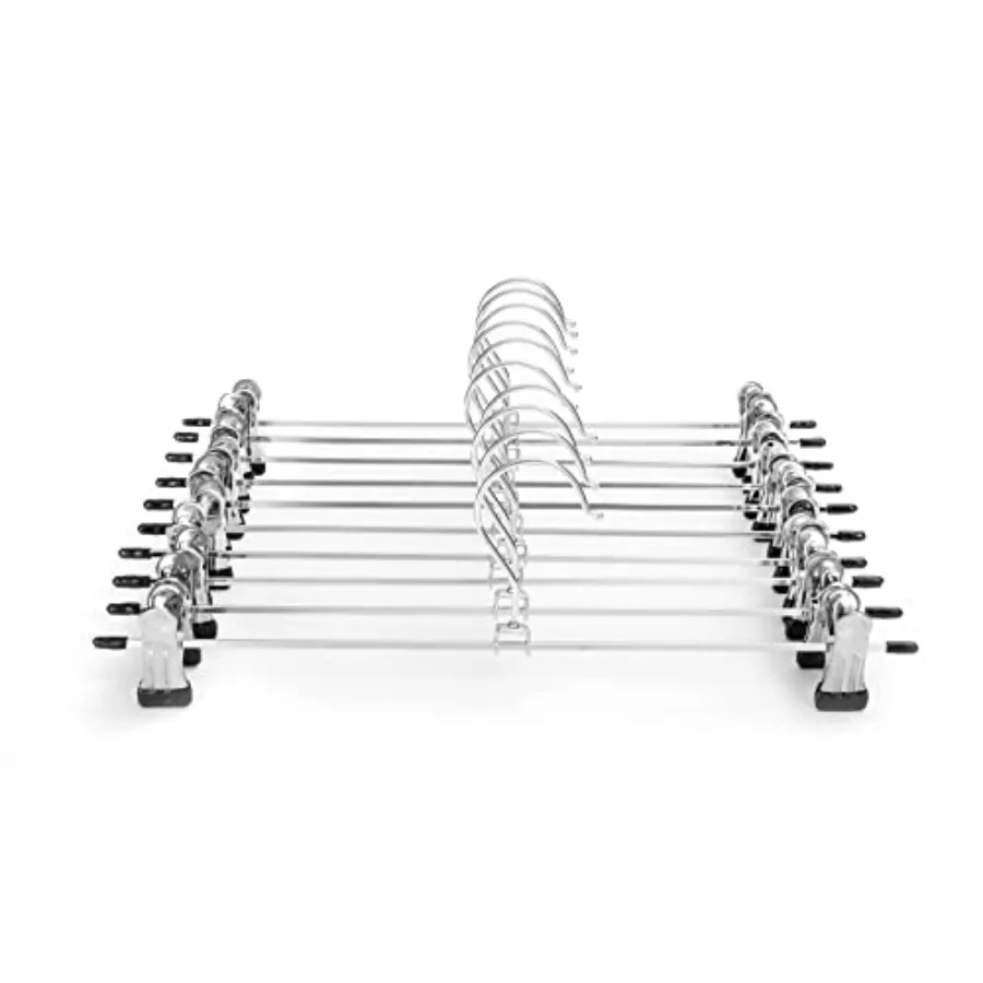 Pants and Skirt Hangers with Adjustable Non-Slip Clips - Space Saving Metal Hangers for Coats, Garments and Jeans