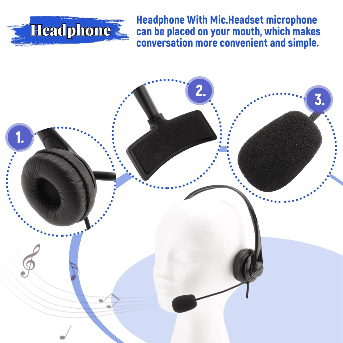 2 PIN PTT Mic Headphone Headset for KENWOOD RETEVIS BAOFENG UV5R 5R/888S HOT