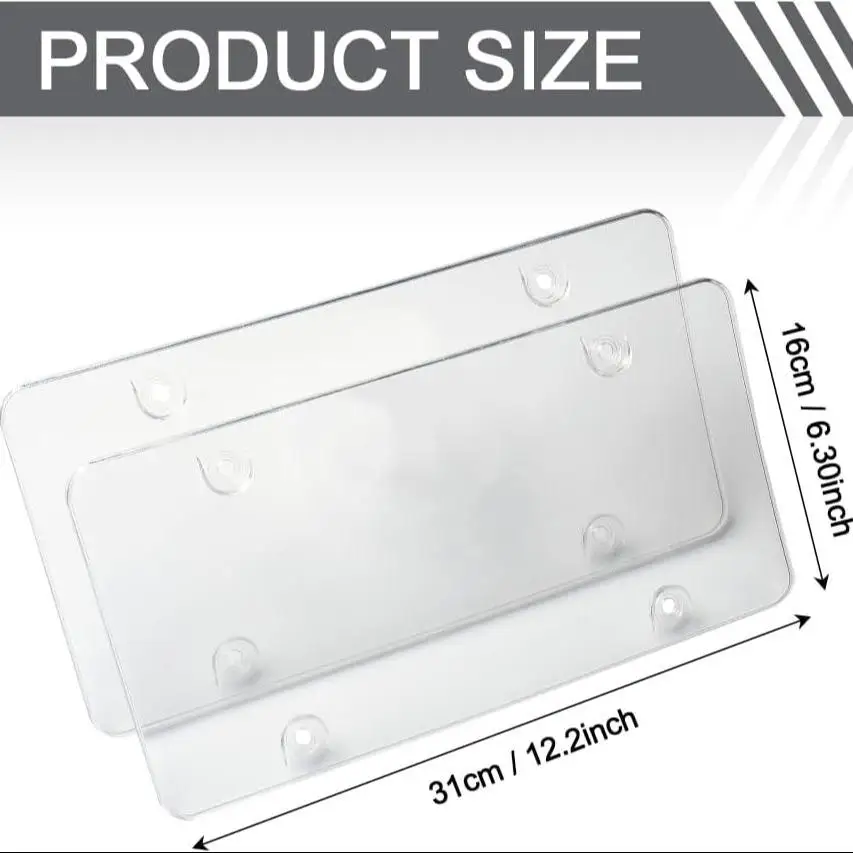 غطاء حماية مقاوم للمطر ومقاوم للخدش للوحات الترخيص، يتضمن براغي وغطاء شفاف #2