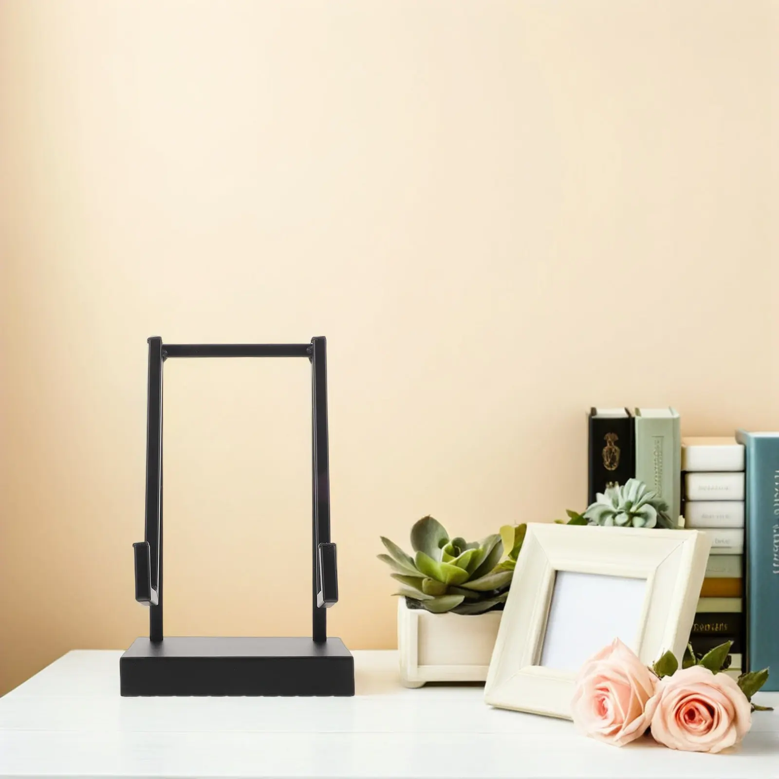 Metal Tabletop Display Easel Stand Black Matte Finish Sturdy Iron Picture Holder for Artwork Albums Records Dish Platter Photo